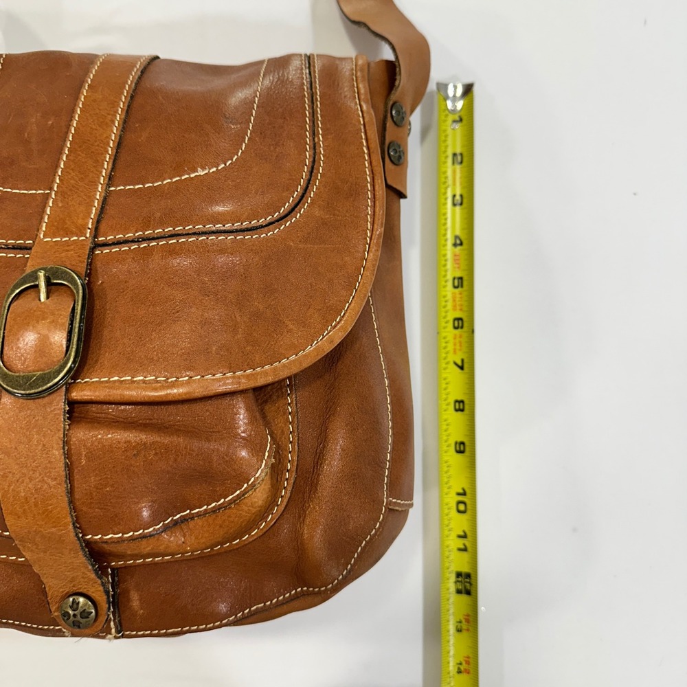 Patricia Nash Italian Leather Saddle Crossbody Women Medium Tan Buckle | Boho - Picture 14 of 15